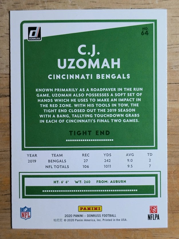 2020 Donruss #64 C.J. Uzomah