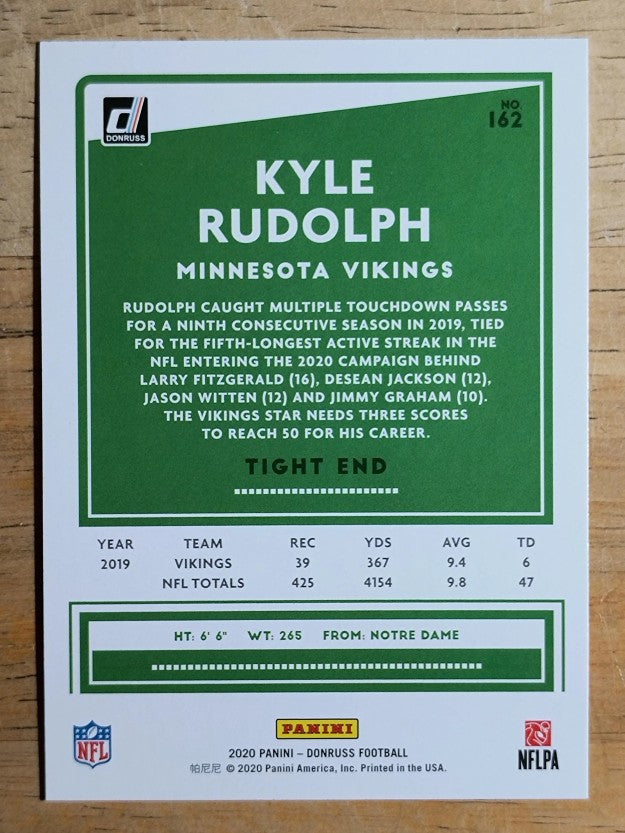 2020 Donruss #162 Kyle Rudolph