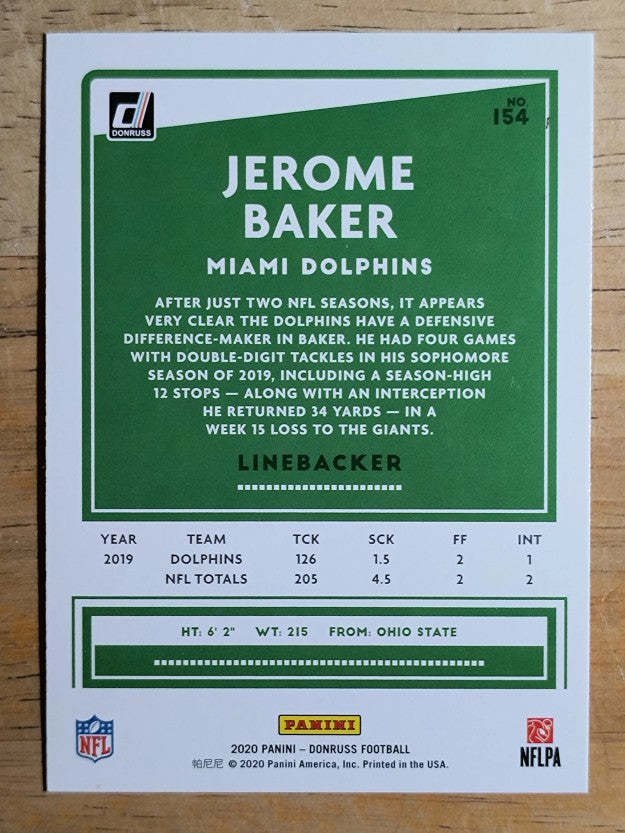 2020 Donruss #154 Jerome Baker