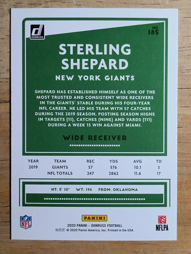2020 Donruss #185 Sterling Shepard