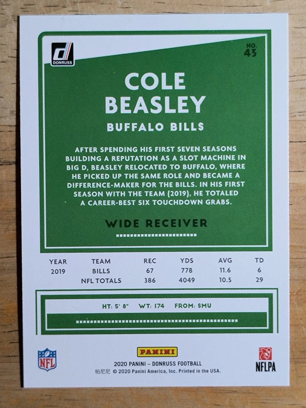 2020 Donruss #43 Cole Beasley