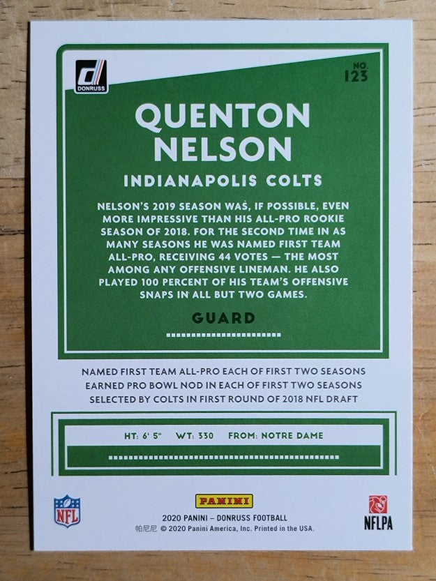 2020 Donruss #123 Quenton Nelson