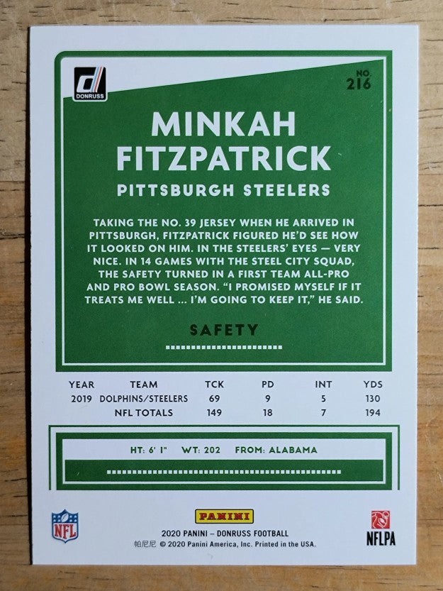 2020 Donruss #216 Minkah Fitzpatrick