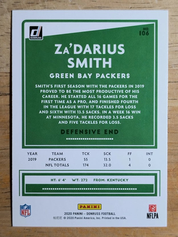 2020 Donruss #106 Za'Darius Smith