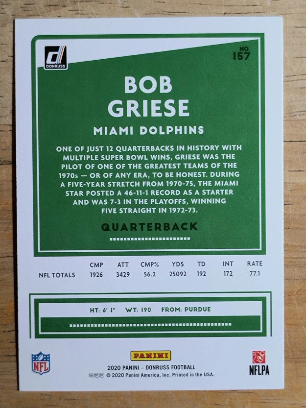 2020 Donruss #157 Bob Griese
