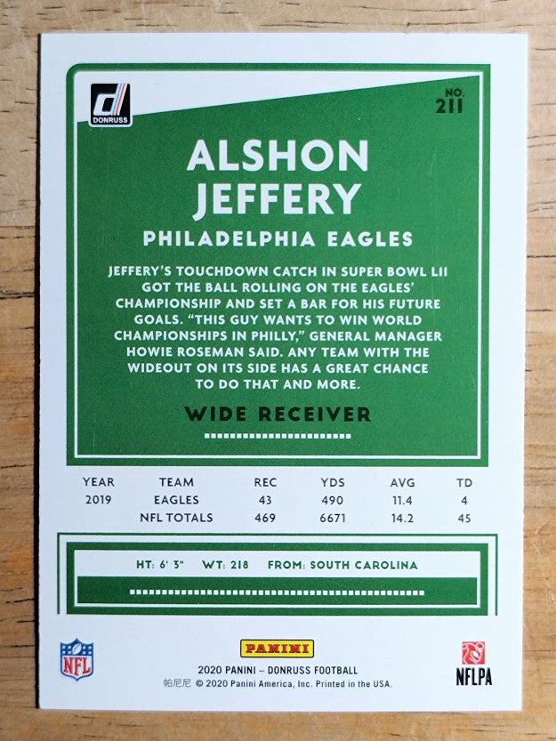 2020 Donruss #211 Alshon Jeffery