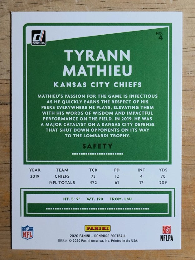 2020 Donruss #4 Tyrann Mathieu