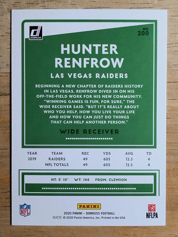 2020 Donruss #200 Hunter Renfrow