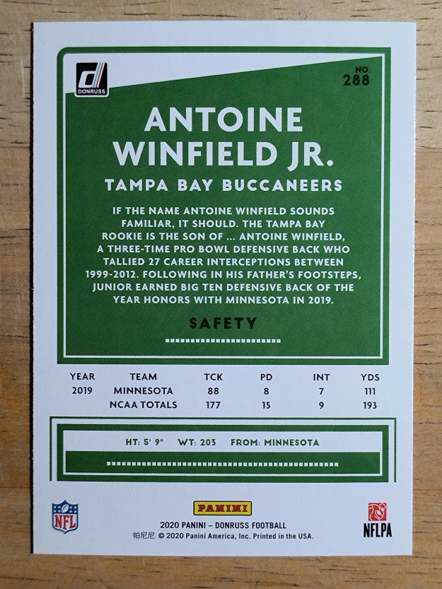 2020 Donruss #288 Antoine Winfield Jr. RC