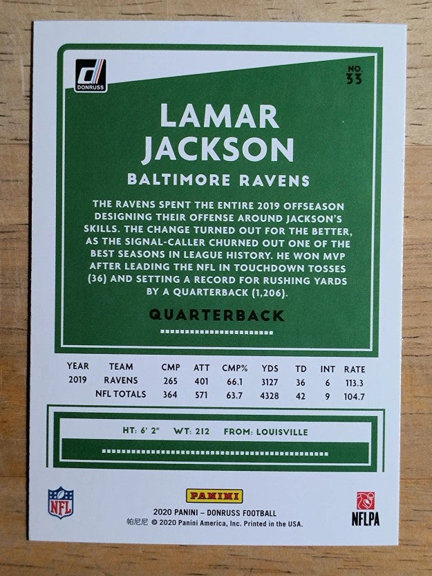 2020 Donruss #33A Lamar Jackson