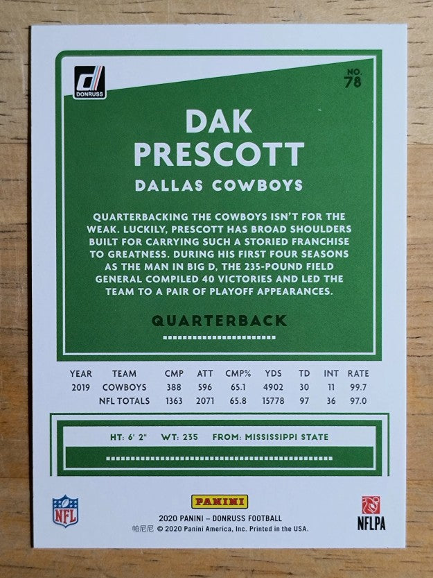 2020 Donruss #78A Dak Prescott