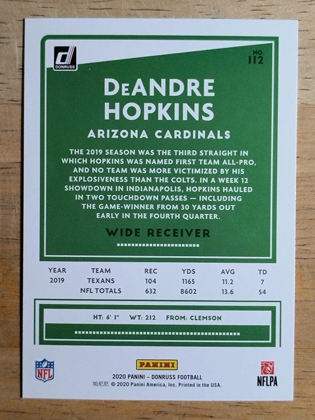 2020 Donruss #112 DeAndre Hopkins