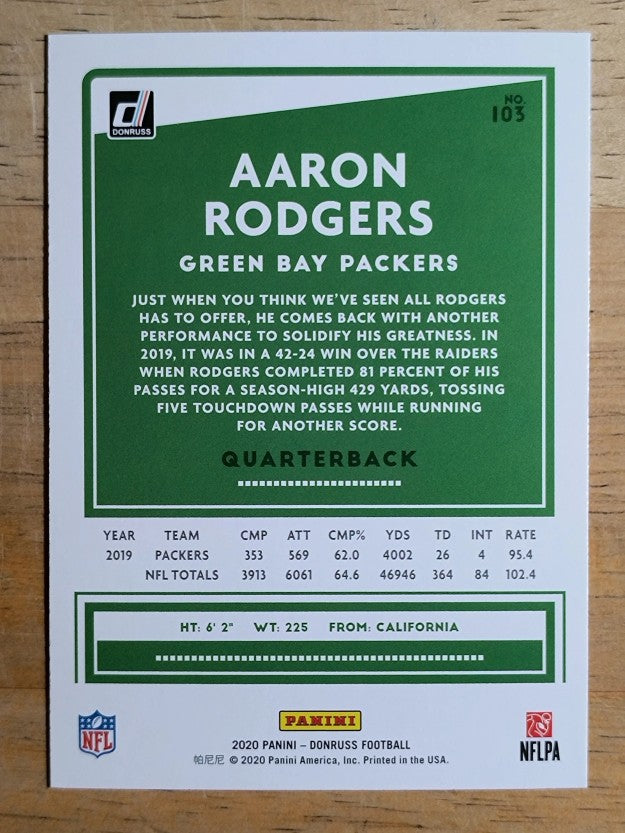 2020 Donruss #103A Aaron Rodgers