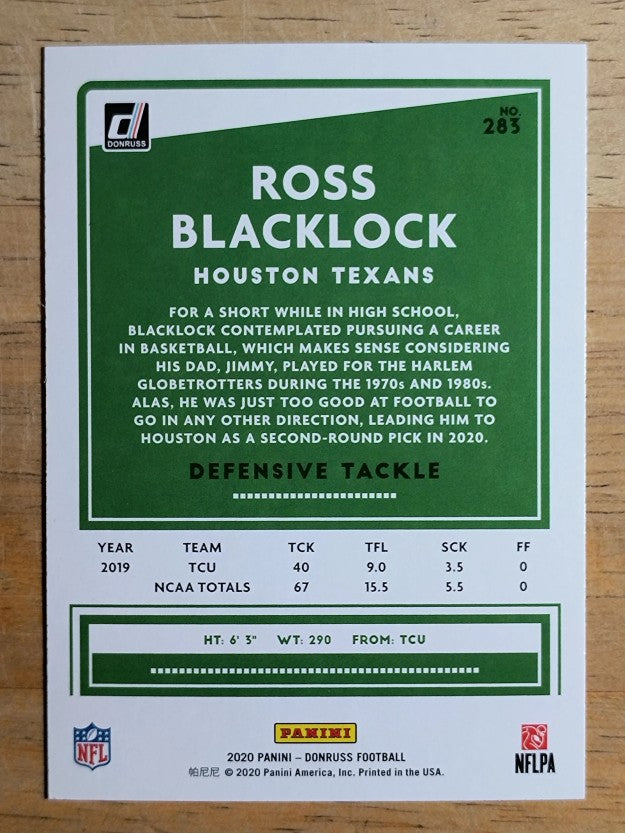 2020 Donruss #283 Ross Blacklock RC