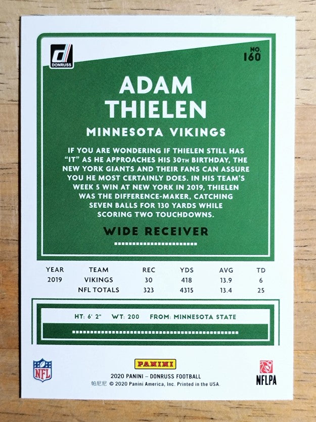 2020 Donruss #160A Adam Thielen