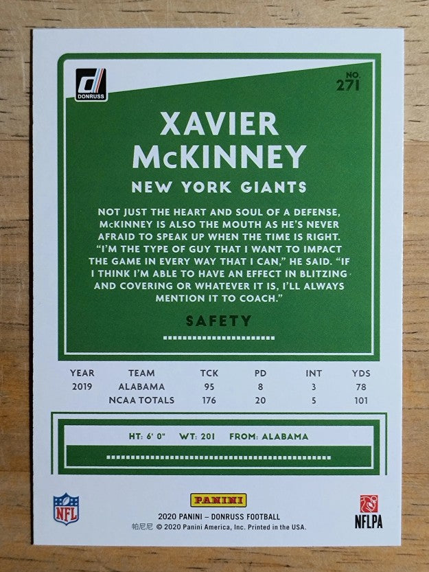2020 Donruss #271 Xavier McKinney RC