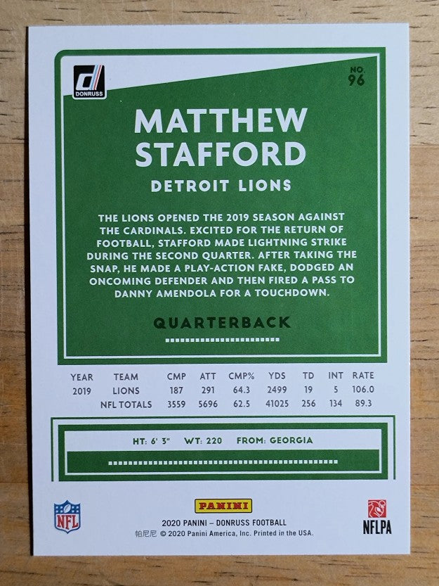 2020 Donruss #96A Matthew Stafford