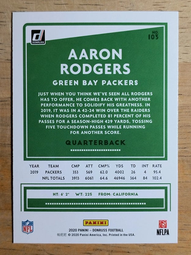 2020 Donruss #103A Aaron Rodgers