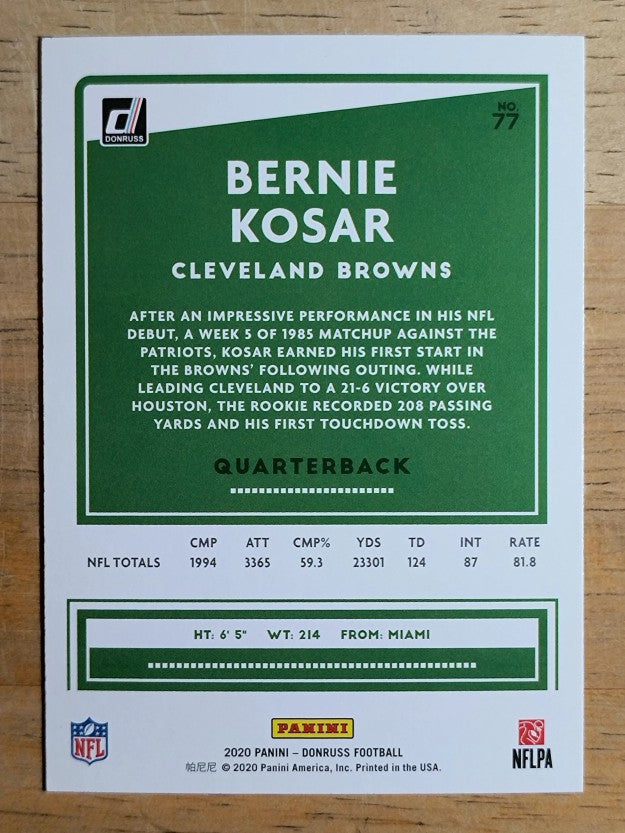 2020 Donruss #77 Bernie Kosar