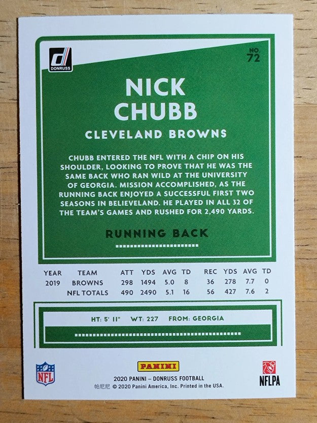 2020 Donruss #72 Nick Chubb