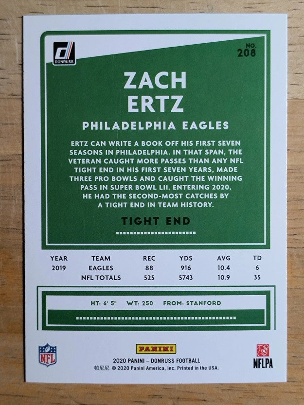 2020 Donruss #208 Zach Ertz