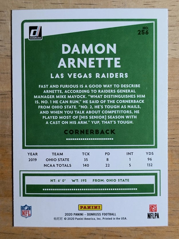 2020 Donruss #256 Damon Arnette RC