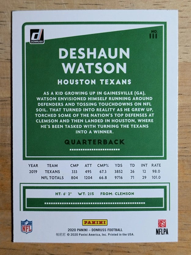 2020 Donruss #111A Deshaun Watson