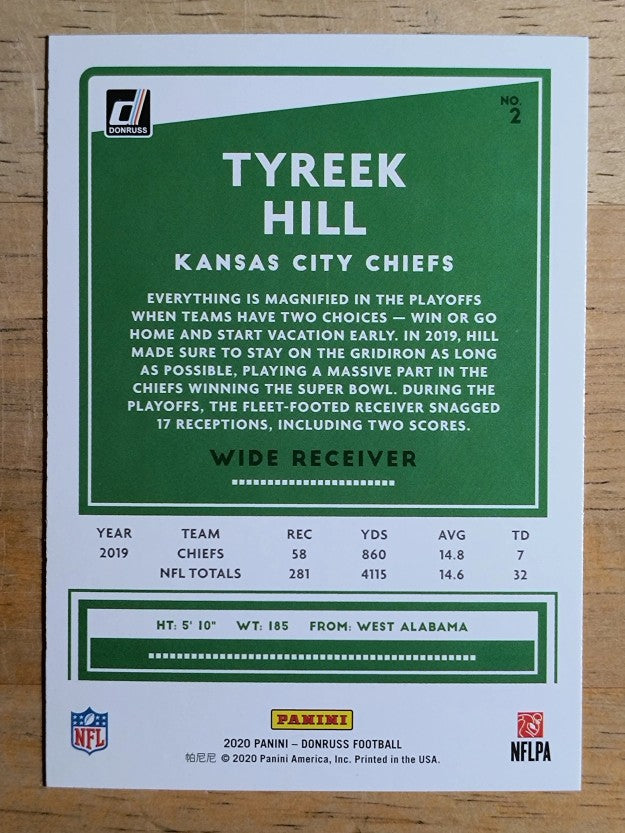 2020 Donruss #2 Tyreek Hill