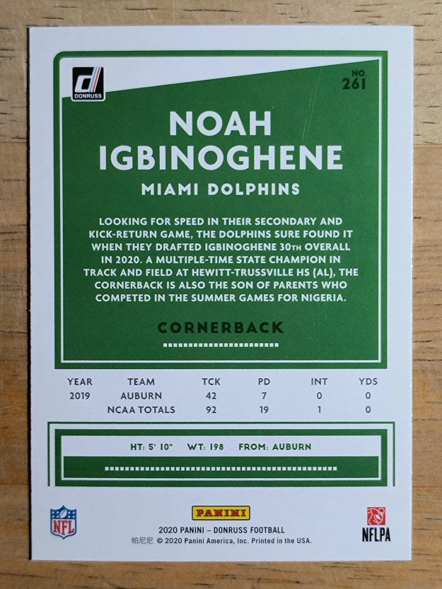 2020 Donruss #261 Noah Igbinoghene RC