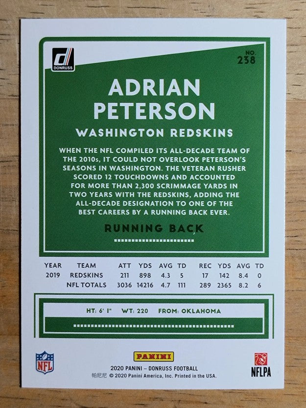 2020 Donruss #238A Adrian Peterson