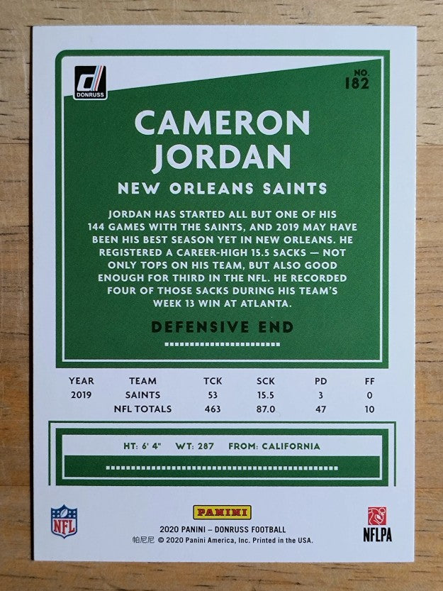 2020 Donruss #182 Cameron Jordan
