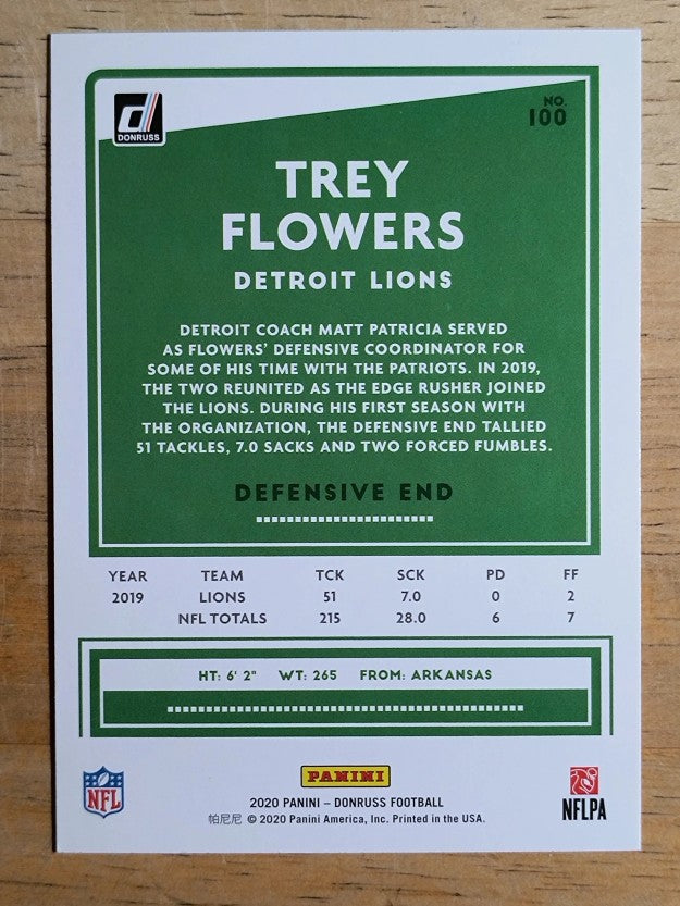 2020 Donruss #100 Trey Flowers