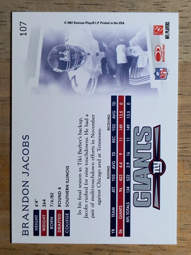 2007 Donruss Threads #107 Brandon Jacobs