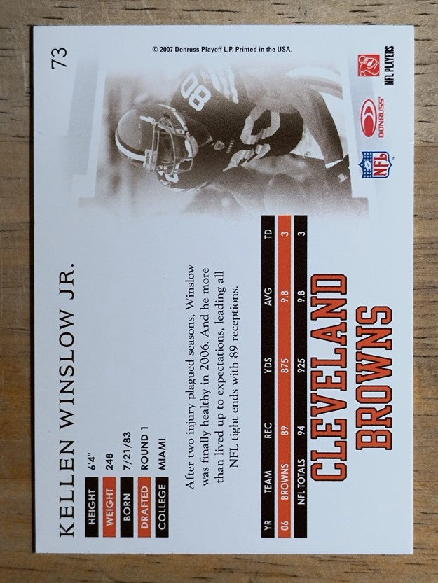2007 Donruss Threads #73 Kellen Winslow