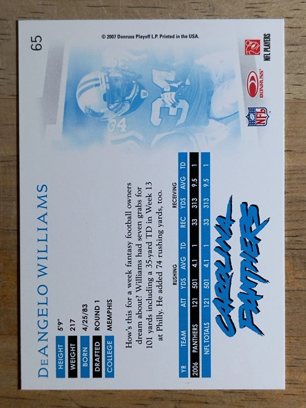 2007 Donruss Threads #65 DeAngelo Williams