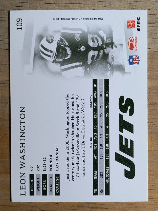 2007 Donruss Threads #109 Leon Washington