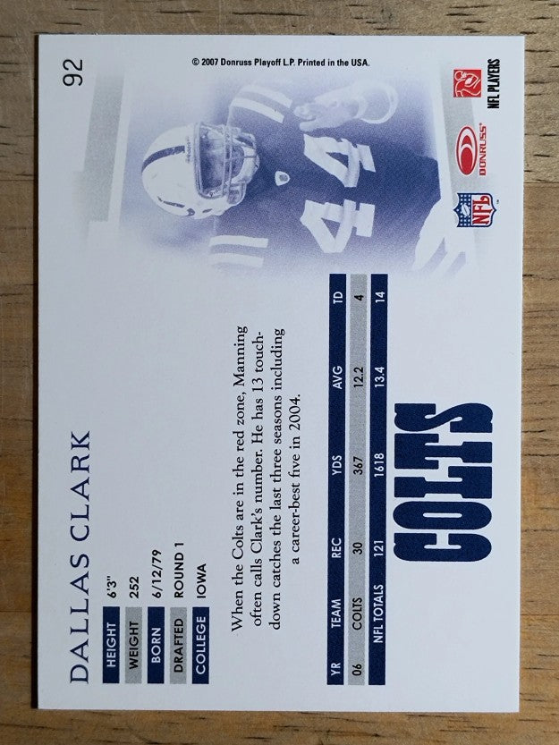 2007 Donruss Threads #92 Dallas Clark