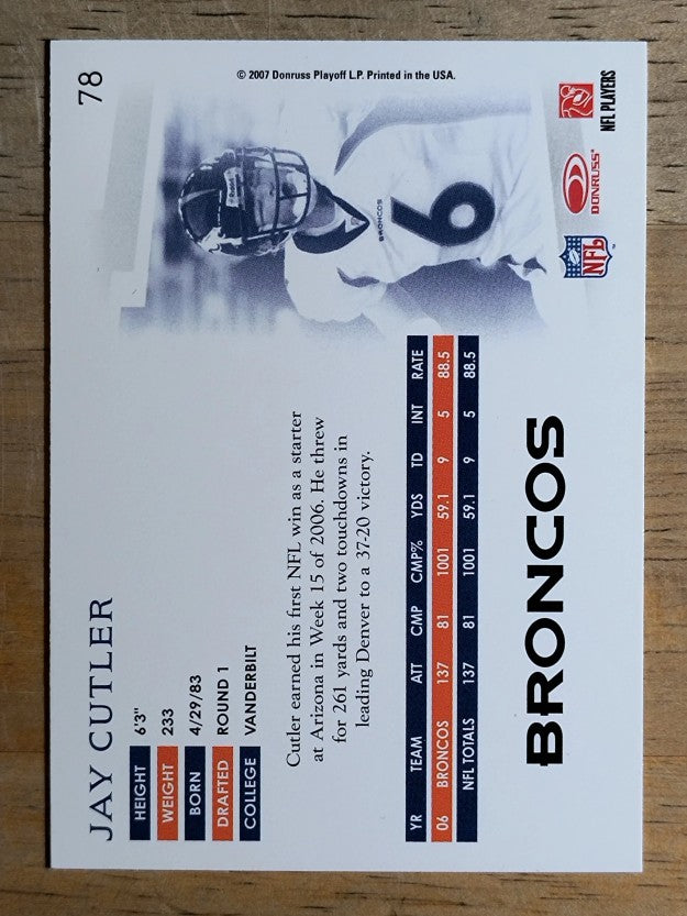2007 Donruss Threads #78 Jay Cutler