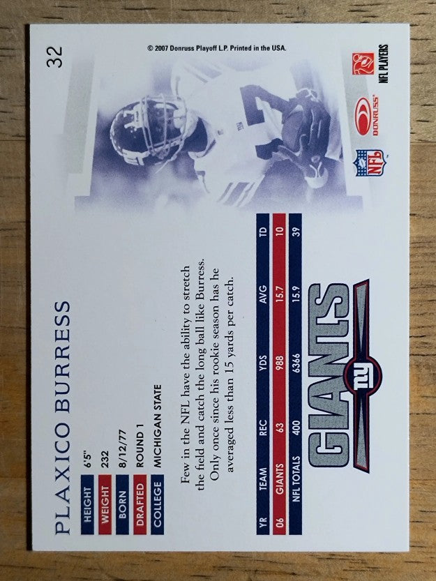 2007 Donruss Threads #32 Plaxico Burress
