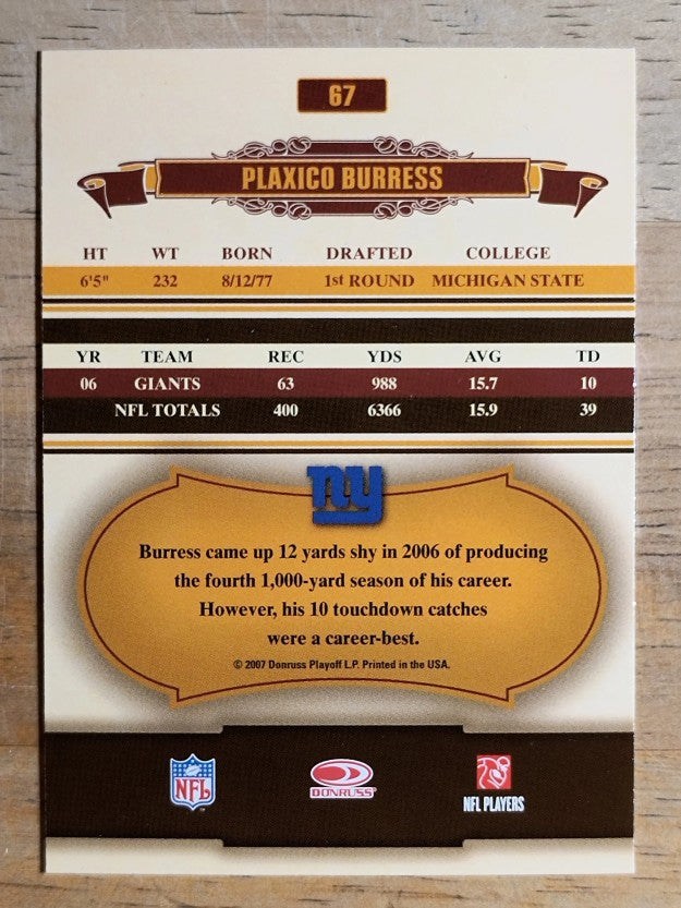 2007 Donruss Classics #67 Plaxico Burress