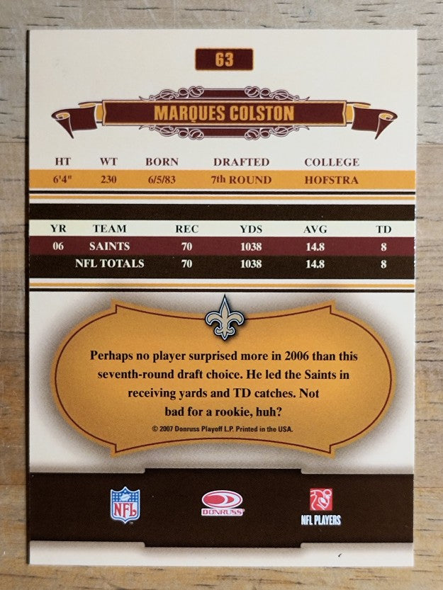 2007 Donruss Classics #63 Marques Colston