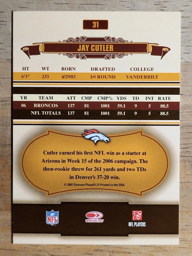 2007 Donruss Classics #31 Jay Cutler