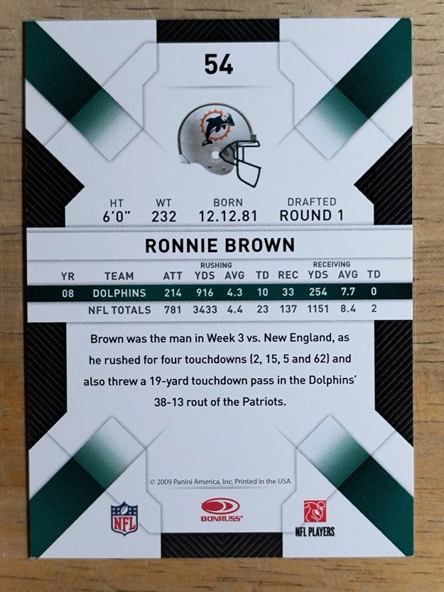 2009 Donruss Threads #54 Ronnie Brown