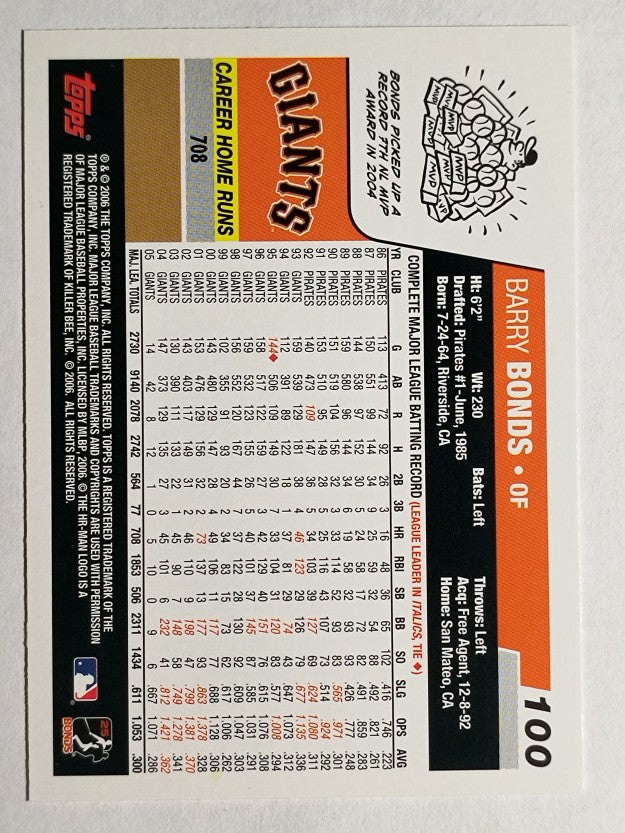 2006 Topps Opening Day #100 Barry Bonds