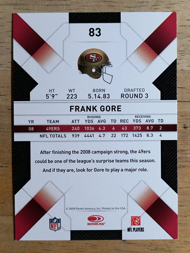 2009 Donruss Threads #83 Frank Gore