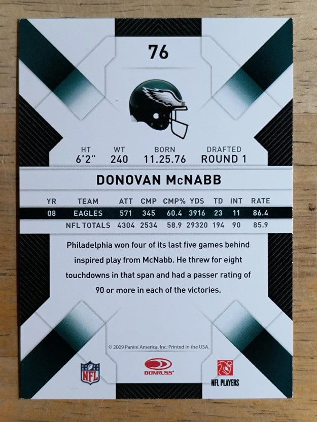 2009 Donruss Threads #76 Donovan McNabb