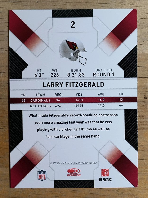 2009 Donruss Threads #2 Larry Fitzgerald