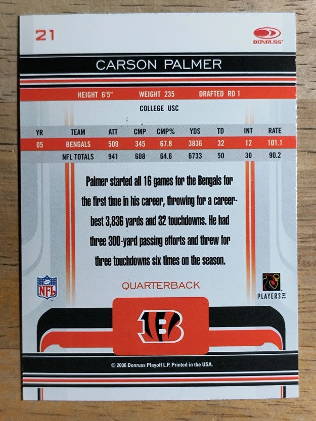2006 Donruss Gridiron Gear #21 Carson Palmer