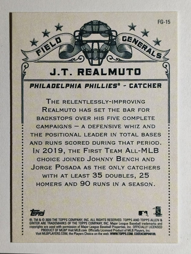 2020 Topps Allen and Ginter Field Generals #FG15 J.T. Realmuto