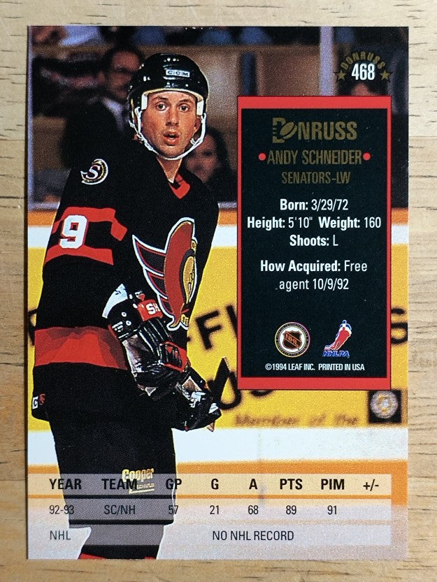 1993-94 Donruss #468 Andy Schneider RC